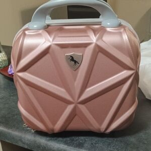AMKA Hard Shell Metallic Rose Cosmetic Case